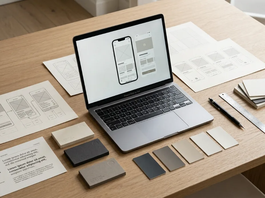 UI/UX ve marka tasarımı çalışma masası